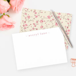 Cartão De Notas Papel de Carta Personalizado Elegante Boho Wildflo