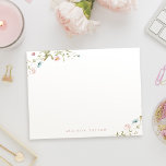 Cartão De Notas Papel de Carta Personalizado Elegante Boho Wildflo<br><div class="desc">Design de flor silvestre de cor aquática delicada elegante,  com nome personalizado no fundo. Paletas de pastel de cor-de-rosa pincel suave,  branco esbranquiçado,  bege,  azul poeirento,  rosa poeirento e verde botânico,  simples e romântico. Papel de carta personalizado floral de excelente Veja todas as peças correspondentes na coleção.</div>