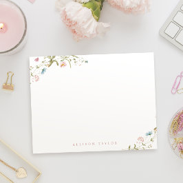 Cartão De Notas Papel de Carta Personalizado Elegante Boho Wildflo