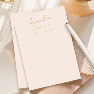 Cartão De Notas Papel de Carta Personalizado Elegante Cor-de-rosa-