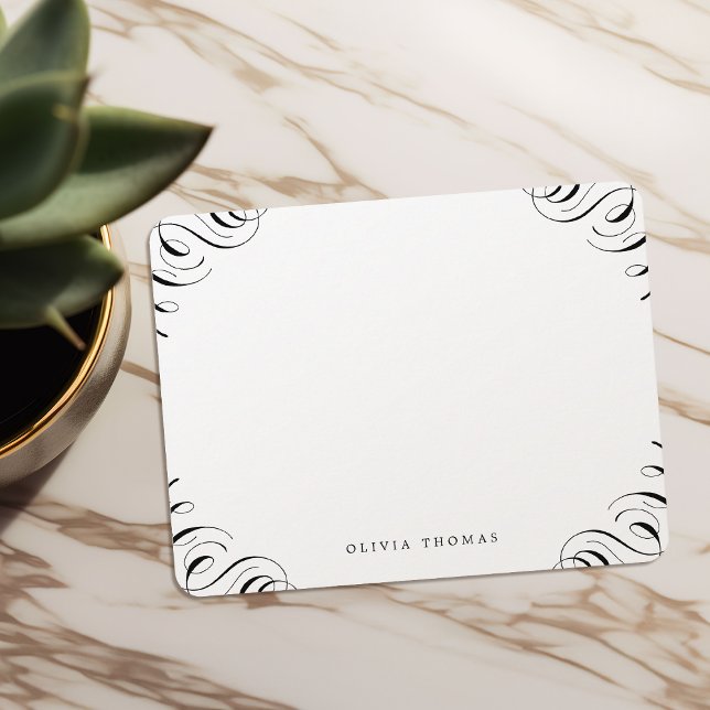 Cartão De Notas Papel de Carta personalizado elegante e florescent (Elegant classic flourish personalized Stationery Note Card)