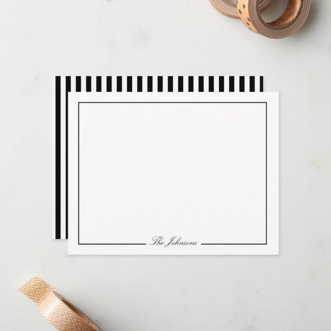Cartão De Notas Papel de Carta Personalizado em Preto e Branco (Frente/Verso In Situ)