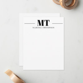 Cartão De Notas Papel de Carta Personalizado - Espessa Serif Monog