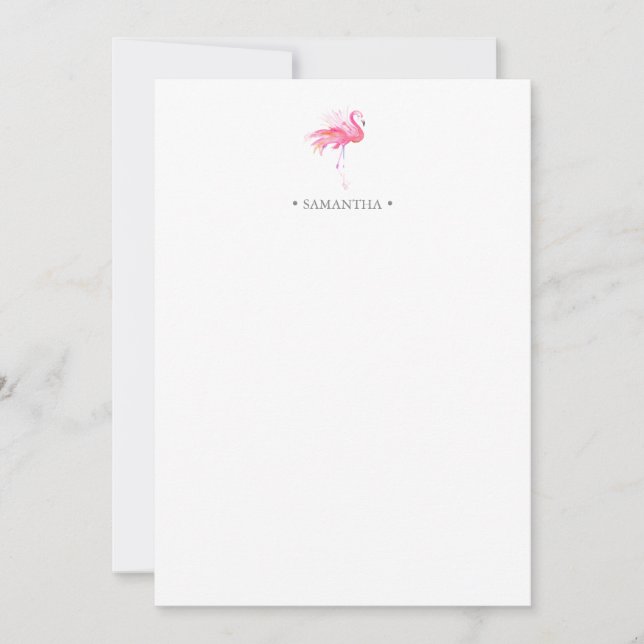 Cartão De Notas Papel de Carta Personalizado Flamingo Rosa (Frente)