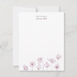 Cartão De Notas Papel de carta personalizado Floral Borgonha