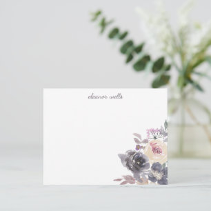 Cartão De Notas Papel de Carta Personalizado Floral de Aquarela El