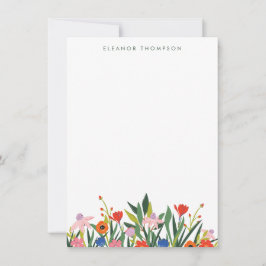 Cartão De Notas Papel de Carta Personalizado Floral para Jardim Co