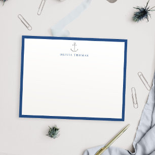 Cartão De Notas Papel de Carta personalizado minimalista náutico 