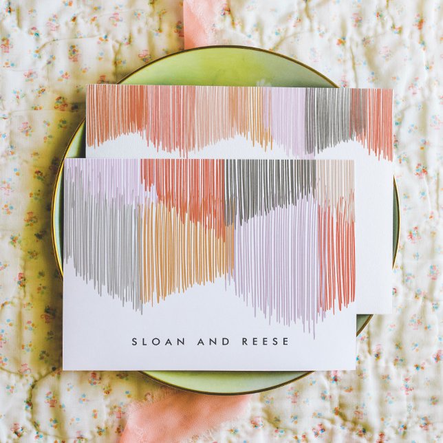 Cartão De Notas Papel de Carta Personalizado Moderno (Pink Modern Fringe personalized note card set.)