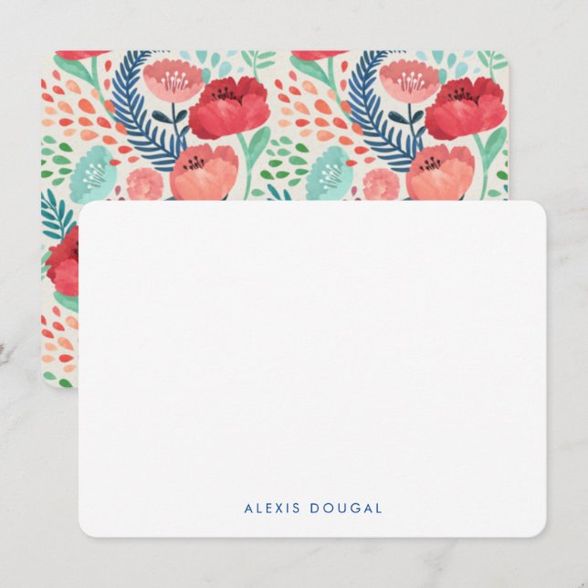 Cartão De Notas Papel de Carta Personalizado para Impressão Floral (Frente/Verso)