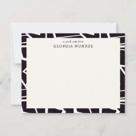 Cartão De Notas Papel de Carta Personalizado Preto-abstrato