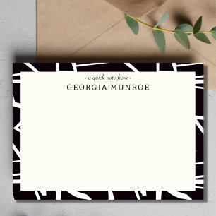 Cartão De Notas Papel de Carta Personalizado Preto-abstrato