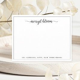 Cartão De Notas Papel de Carta Personalizado Preto e Preto de Scri