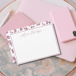 Cartão De Notas Papel de Carta Personalizado, Rosa de pó de Botâni