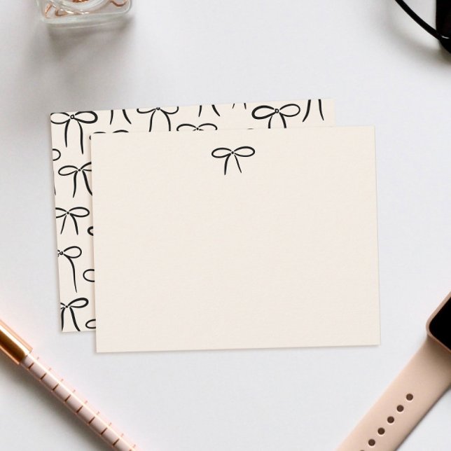 Cartão De Notas Papel de carta pessoal Arco preto e creme simples (Criador carregado)