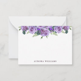 Cartão De Notas Papel de Carta Simples e Púrpura