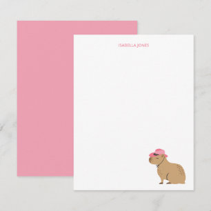 Cartão De Notas Papel de papelaria infantil de capivara menina cow