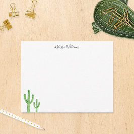 Cartão De Notas Papel Personalizado de Script do Cactus Moderno