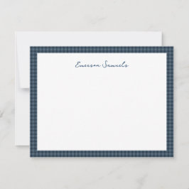 Cartão De Notas Papel timbrado personalizado com moldura xadrez az