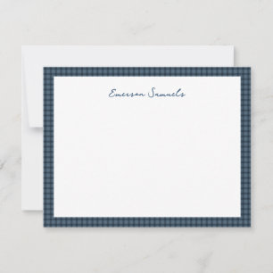 Cartão De Notas Papel timbrado personalizado com moldura xadrez az