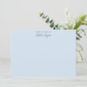 Cartão De Notas Papelaria Azul com Nome Personalizado De Desk Of