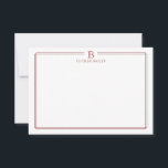 Cartão De Notas Papelaria Clássica com Monograma Inicial e Borda V<br><div class="desc">Este design apresenta uma fina borda dupla com espaço para um monograma e nome/texto no topo. Clique no botão personalizar se desejar ajustar os elementos do design e/ou modificar ainda mais o texto! Variações deste design, cores adicionais, bem como produtos coordenados estão disponíveis em nossa loja, zazzle.com/store/doodlelulu. Entre em contato...</div>