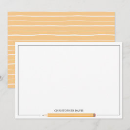 Cartão De Notas Papelaria clássica de volta às aulas com lápis emo