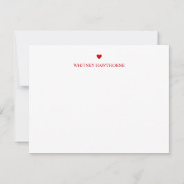 Cartão De Notas Papelaria Clássico Coração Vermelho Amor Simples D