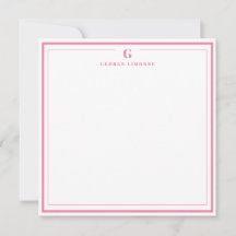 Papelaria com Monograma Personalizado e Borda Rosa