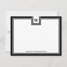 Papelaria Contemporânea com Borda Preta e Monogram