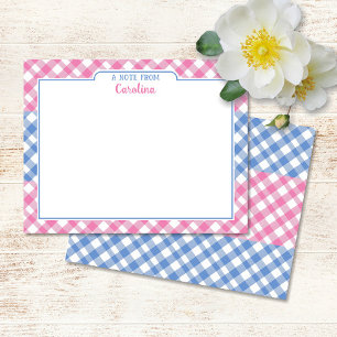 Cartão De Notas Papelaria Cor-de-rosa e Cornflower Blue Preppy Gin