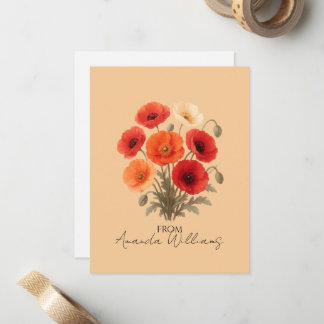 Cartão De Notas Papelaria de Flor de Papoula, Floral Personalizada