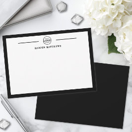 Cartão De Notas Papelaria de Logotipo Empresarial Nome Simples Pre