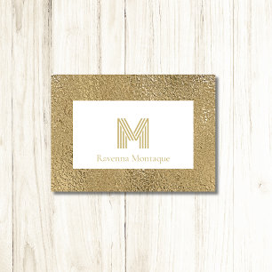 Cartão De Notas Papelaria de Monograma Grande com Textura de Ouro 