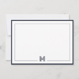 Cartão De Notas Papelaria de Monograma Minimalista com Borda Dupla