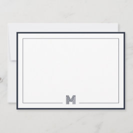 Cartão De Notas Papelaria de Monograma Minimalista com Borda Dupla
