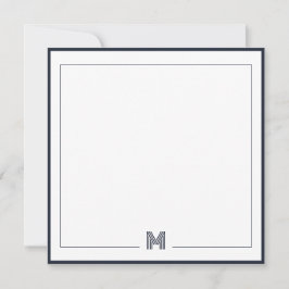 Cartão De Notas Papelaria de Monograma Minimalista com Borda Dupla