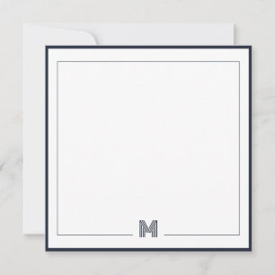 Cartão De Notas Papelaria de Monograma Minimalista com Borda Dupla