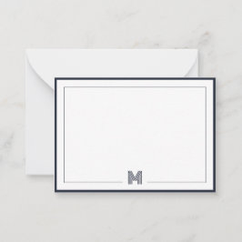 Cartão De Notas Papelaria de Monograma Minimalista com Borda Dupla