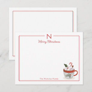Cartão De Notas Papelaria de Natal Monograma Chocolate Quente Bord