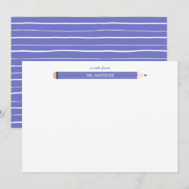 Cartão De Notas Papelaria de professor escolar ilustração de lápis