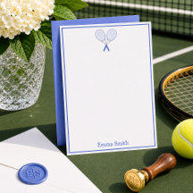 Papelaria de Tênis Preppy Racquet Monograma Azul 