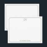 Cartão De Notas Papelaria Família Bonita Monograma de Letra Verde<br><div class="desc">Este design apresenta uma fina borda dupla com espaço para um belo monograma em letra cursiva no topo e nome/texto na parte inferior. Clique no botão personalizar se desejar ajustar os elementos do design e/ou modificar ainda mais o texto! Variações deste design, cores adicionais, bem como produtos coordenados estão disponíveis...</div>