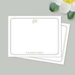 Cartão De Notas Papelaria Família Bonita Monograma Script Verde<br><div class="desc">Este design apresenta uma fina borda dupla com espaço para um belo monograma em letra cursiva no topo e nome/texto na parte inferior. Clique no botão personalizar se você gostaria de ajustar os elementos do design e/ou modificar ainda mais o texto! Variações deste design, cores adicionais, bem como produtos coordenados...</div>