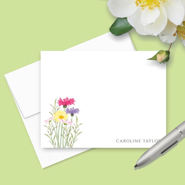 Cartão De Notas Papelaria Floral Aquarela Flores Silvestres da Pri (Criador carregado)