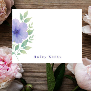 Cartão De Notas Papelaria Floral Aquarela Simples Elegante