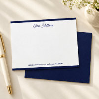 Papelaria Fronteira Azul-Marinho Rota Script Elega