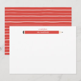 Cartão De Notas Papelaria ilustração lápis escola professor 