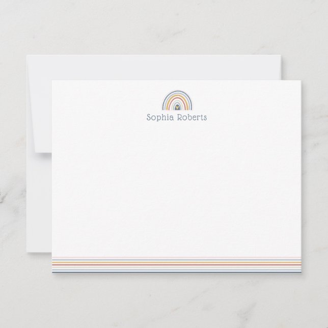 Cartão De Notas Papelaria Infantil Colorida Boho Arco-íris (Frente)