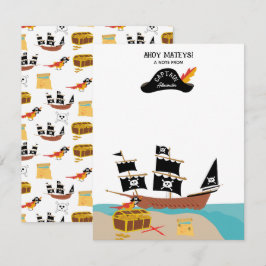 Cartão De Notas Papelaria Infantil Personalizada Tema Pirata